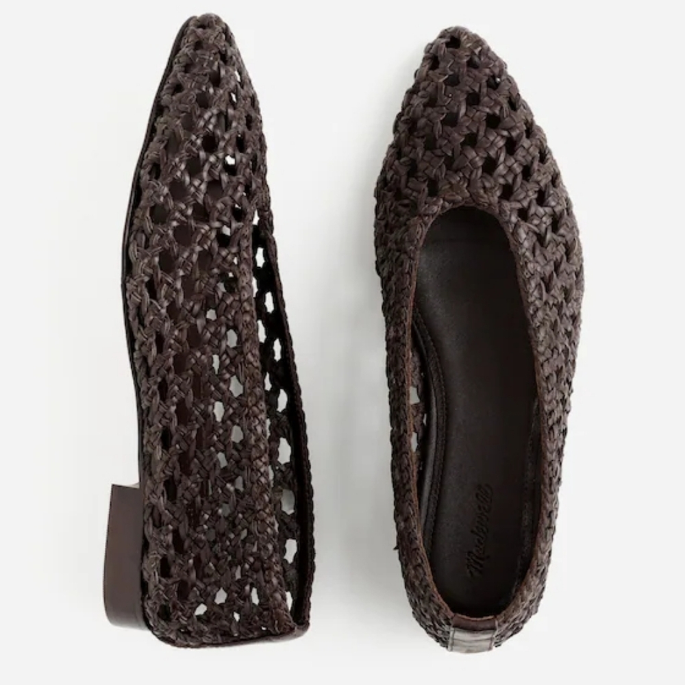 Madewell Woven Pointed-Toe Flats in Dark Brown
